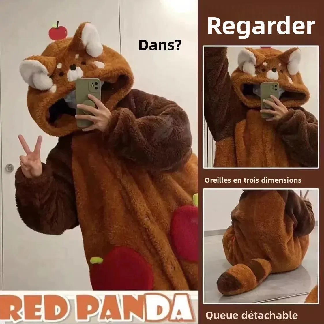 Cute Plush Bear Robe Women's Autumn Winter Coral Fleece Thickened One-Piece Sleepwear Home Clothes Robe Comfortable Homewear