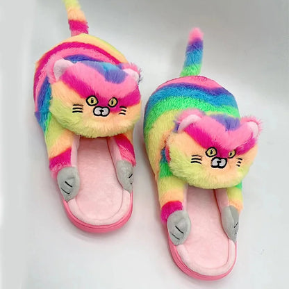 Cosy Cute British Shorthair Cat Slippers For Women Men Who Loves Kitty Indoor Fluffy Plush Home Shoes Fur Slides Mules Slippers