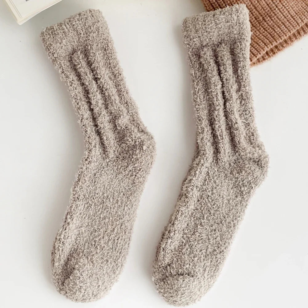 5 Pairs Coral Fleece Winter Socks Men Thick Warm Long Crew Socks Thermal  Cozy Fluffy Sleeping Socks Boys