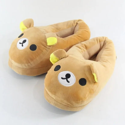 luxury Winter Bear Cotton Ladies Slippers House Home Cartoon Cute Bear Home Indoor Couple Female Warm Indoor Slipper Casual