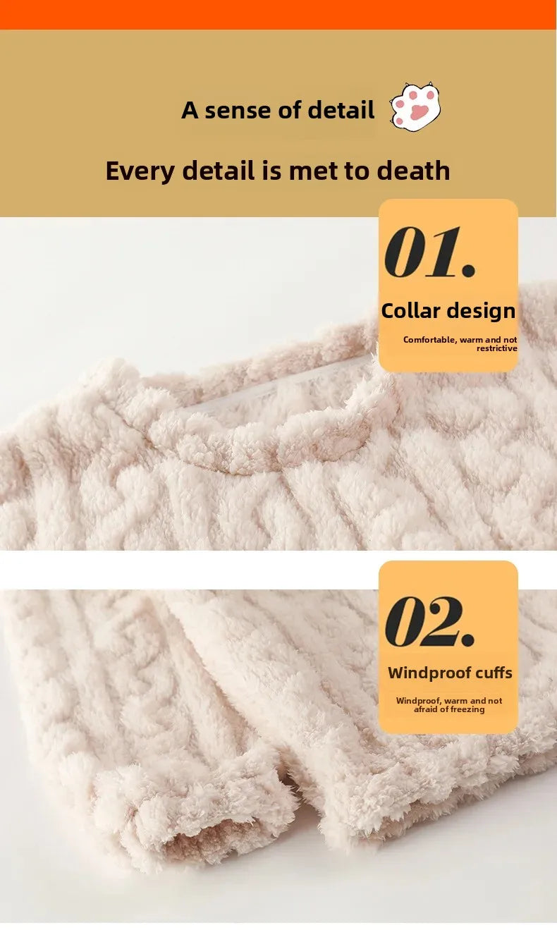 Thickened Coral Fleece Long Sleeve Sleepwear for Couples Spring Autumn Winter Flannel Warm Home Clothes Men Women Winter Home Py