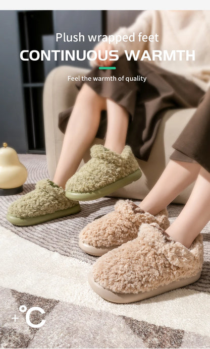 Cotton slippers for women, autumn and winter indoor home, soft bottom for warmth, plush cotton slippers for women, winter