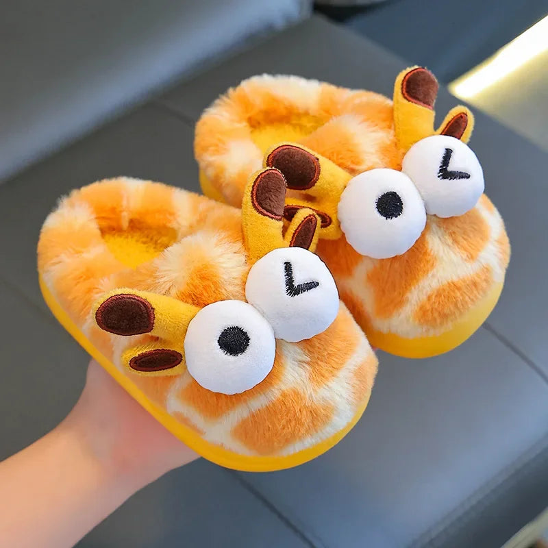 2024 New Style Children's Cotton Slippers Indoor Home Use Fall/Winter Anti-Slip Cute Little Cow Slippers Outer Wear PVC Material