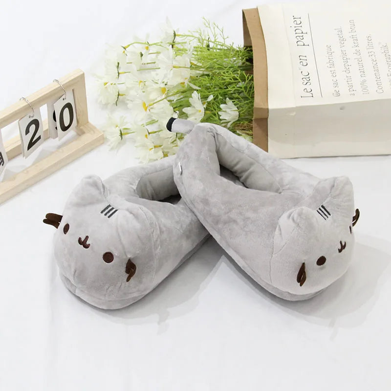 Pusheen Fat Cat Cartoon Plush Slippers All-Inclusive Cat Cotton Shoes Home Warm And Lovely Drag Meow To Touch Surroundings Gifts