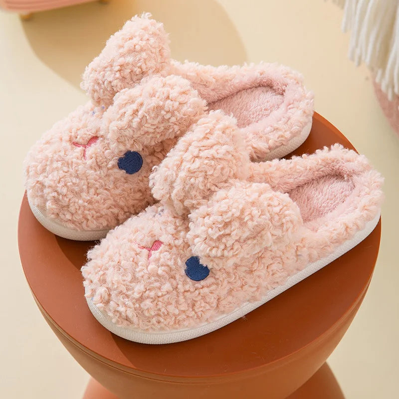 Gacimy Winter Plush Slippers For Women Cute Milk Cow Fluffy Cotton Shoes Girls Fashion Cartoon Indoor Warm Comfortable Slippers