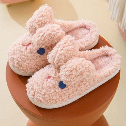 Gacimy Winter Plush Slippers For Women Cute Milk Cow Fluffy Cotton Shoes Girls Fashion Cartoon Indoor Warm Comfortable Slippers