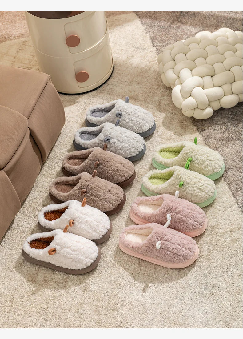 Women's Winter Slippers - Plush Fleece-Lined House Shoes, Warm Indoor/Outdoor Cotton Slippers with Non-Slip Sole