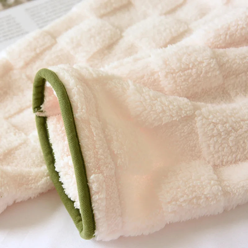 Thickened Flannel Sleepwear Long Sleeve Home Clothes Set for Couples Autumn Winter Warm Home Clothes Polyester Fiber