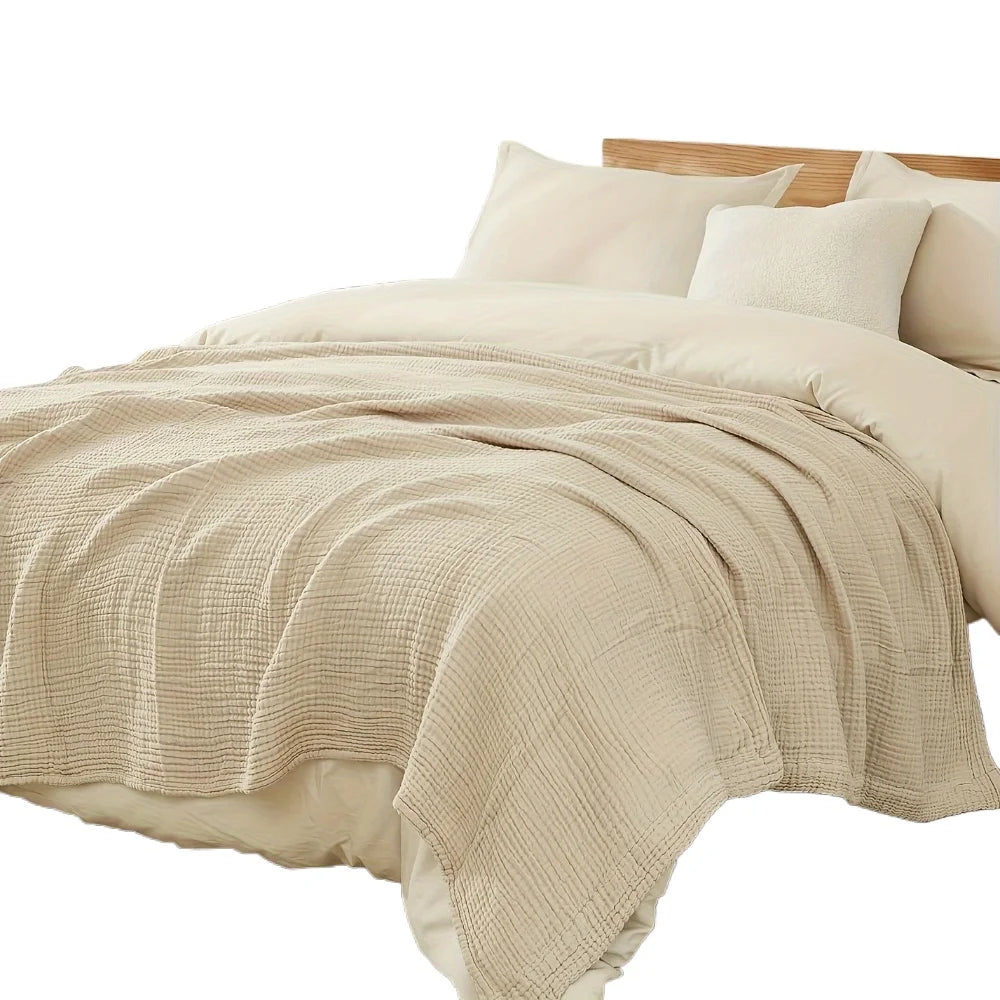 Grand plaid gaze coton 6 couches — Douceur toutes saisons & respirabilité naturelle