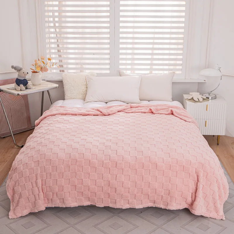 Plaid waffle jacquard 4 saisons — Texture naturelle & chaleur modulable
