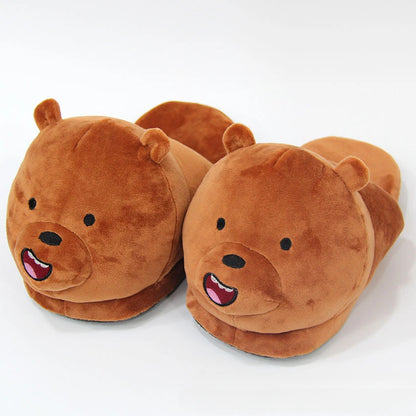 Cartoon Full Covered Cat Slippers Warm Winter Slides Soft Plush Doll Indoor Cute Anime Bedroom Shoes For Man Woman Home Use