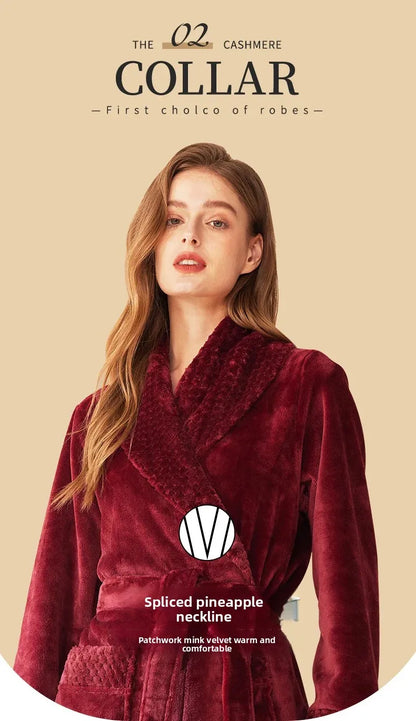 Couple's Oversize Plush Robe Coral Fleece Sleepwear Autumn Winter Home Comfortable Bathrobe for Men And Women