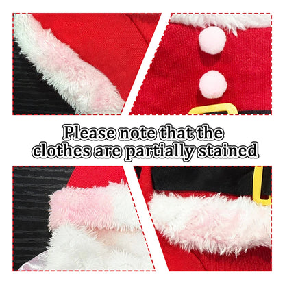 Cute Dog Santa Claus Outfit Christmas Costume for Small Dogs Cats Yorkie Cosplay Clothes Dress Up Jumpsuit Party Gifts Supplies