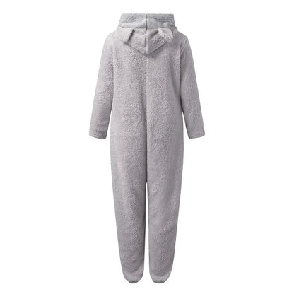Thickened Furry Onesies for Adults Women Fashion Fleece Sleepwear Hood Sets Pajamas for Winter Women Velvet Warm Pyjamas