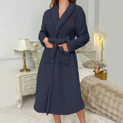 Women'S Long Sleeved Autumn And Winter Warm Bathrobe Home Clothes Plush Sleeping Robe Home Clothes For Home Wear