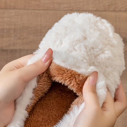 Litfun Winter Fluffy Women's Slippers Soft Sole Non-slip Indoor Slides Leisure Furry Warm Cozy House Cotton Slippers For Women