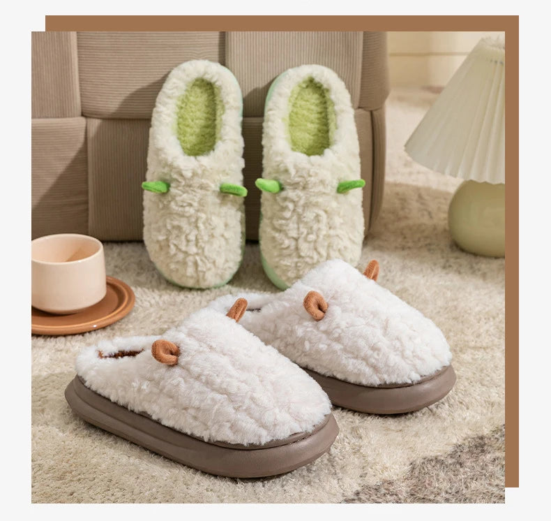 Women's Winter Slippers - Plush Fleece-Lined House Shoes, Warm Indoor/Outdoor Cotton Slippers with Non-Slip Sole