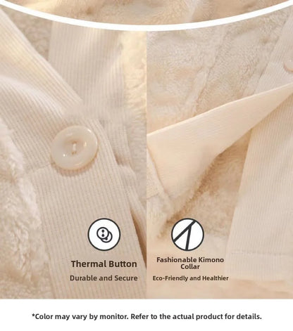 Winter Plush Fleece Thickened Flannel Sleepwear Set Women's Home Clothes Warm Cozy Breathable Long Sleeve Long Pants Home Lei...