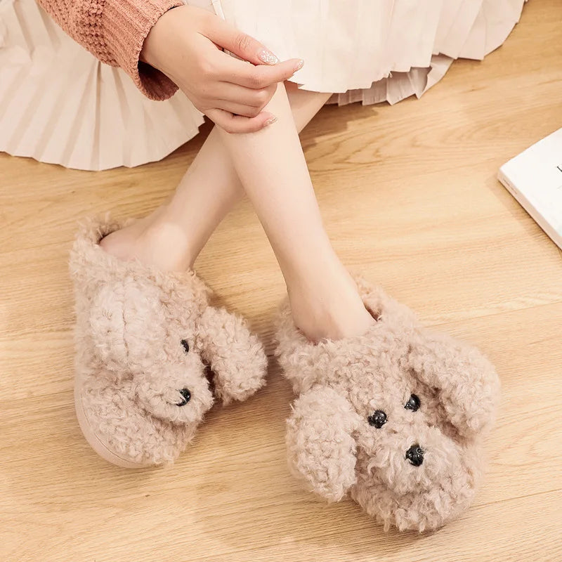 Gacimy Winter Plush Slippers For Women Cute Milk Cow Fluffy Cotton Shoes Girls Fashion Cartoon Indoor Warm Comfortable Slippers