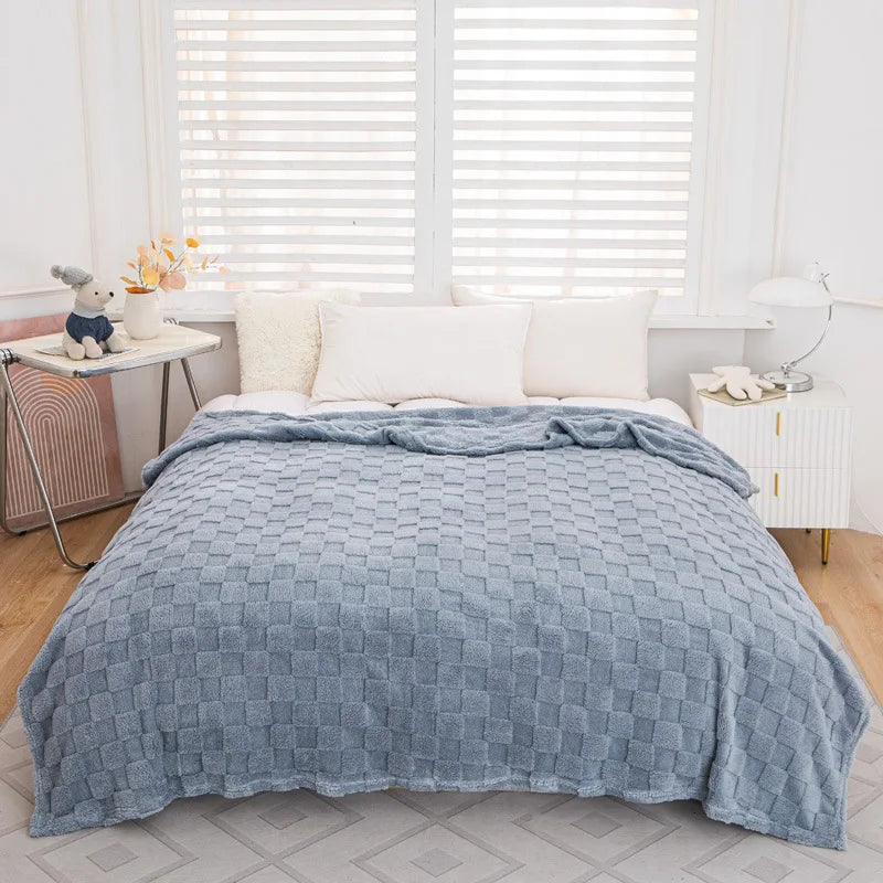 Plaid waffle jacquard 4 saisons — Texture naturelle & chaleur modulable