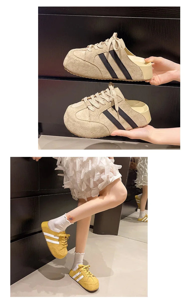 Birkent Women's Summer Outdoor Casual Slip-On Half Slippers Retro Heightening Knot Lazy Trainer Rubber Bottom Shoes