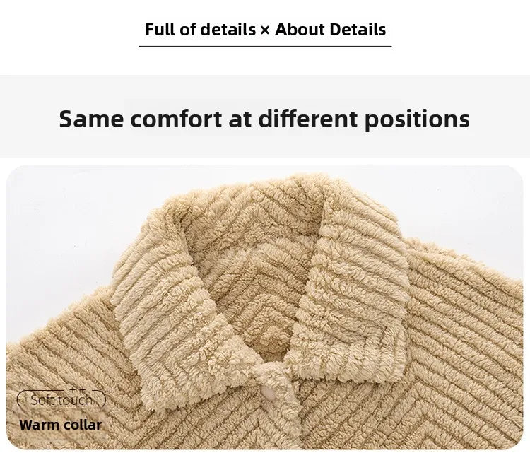 Warm Flannel Sleepwear Set for Women Long Sleeve Long Pants Casual Collar Can Be Worn outside Home Clothes Winter Collection