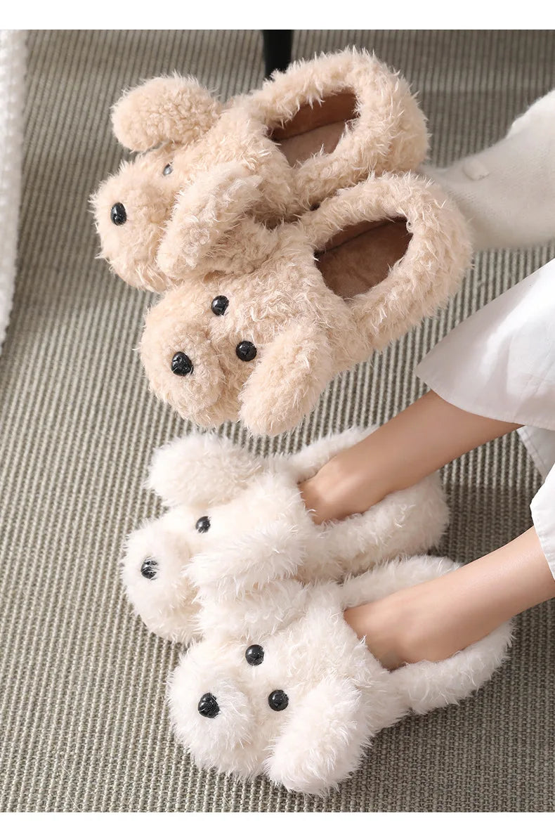 Gacimy Winter Plush Slippers For Women Cute Milk Cow Fluffy Cotton Shoes Girls Fashion Cartoon Indoor Warm Comfortable Slippers