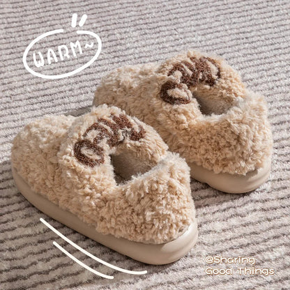 Cotton slippers for women, autumn and winter indoor home, soft bottom for warmth, plush cotton slippers for women, winter