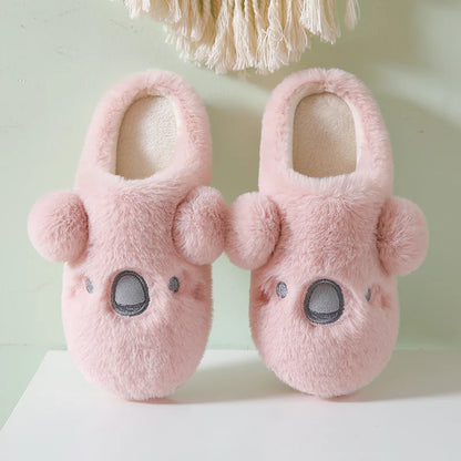 Gacimy Winter Plush Slippers For Women Cute Milk Cow Fluffy Cotton Shoes Girls Fashion Cartoon Indoor Warm Comfortable Slippers