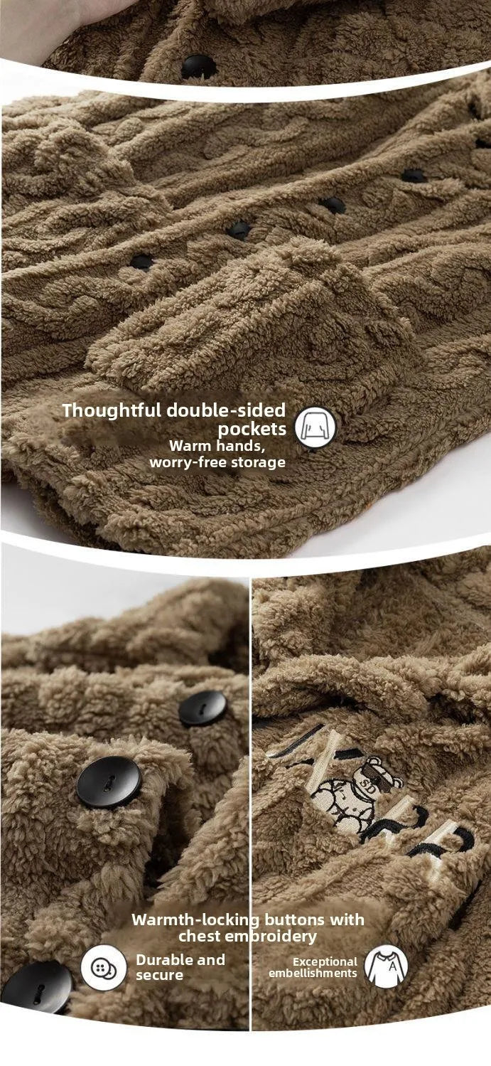 2025 Autumn Winter Coral Fleece Thickened Flannel Sleepwear Home Clothes Set for Men Breathable Long Sleeve Long Pants Pajamas