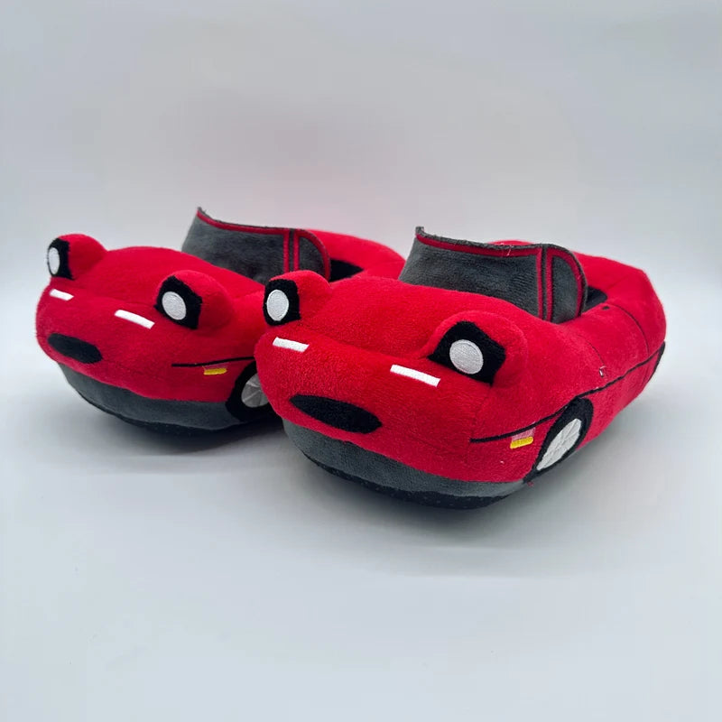 Red Car Plush Slippers Fun Vehicle Shape Stuffed Shoes Indoor Slippers Women Men warm House Slipper Christmas Gifts
