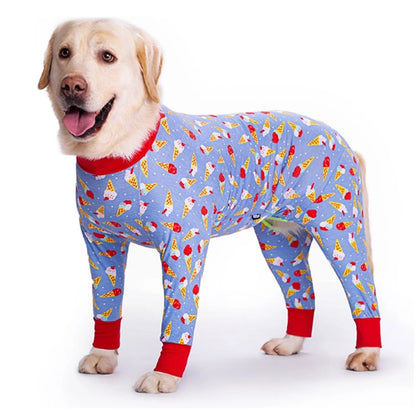 Dog Recovery Suit Christmas Dog Clothes Boy Girl Cartoon Print Fabric Dog Onesie Post Operative Dog Bodysuit Apparels For Dog
