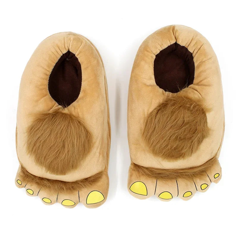 Creative Hobbit Plush Cotton Slippers Men's Large Size Home Use Gift Thick Bottom Warm Shoes Soft Home Slippers for Men