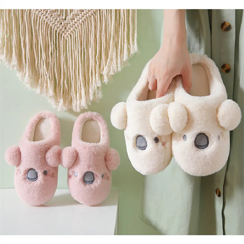 Gacimy Winter Plush Slippers For Women Cute Milk Cow Fluffy Cotton Shoes Girls Fashion Cartoon Indoor Warm Comfortable Slippers