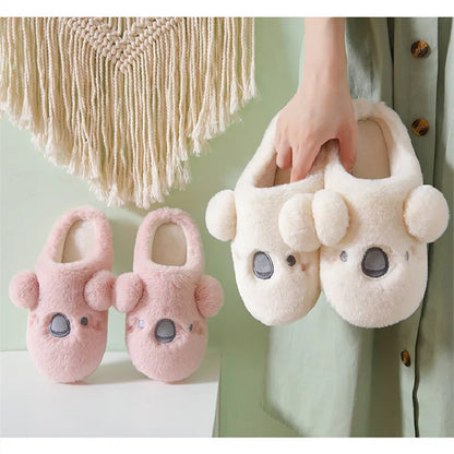 Gacimy Winter Plush Slippers For Women Cute Milk Cow Fluffy Cotton Shoes Girls Fashion Cartoon Indoor Warm Comfortable Slippers