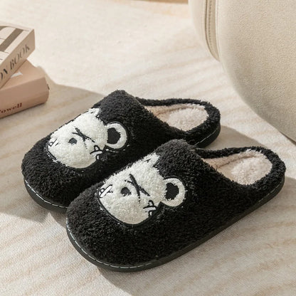 Cute Bear Pattern Home Slippers Soft Plush Cozy House Slippers Anti-skid Slip-on Shoes Indoor For Men Winter Shoes New