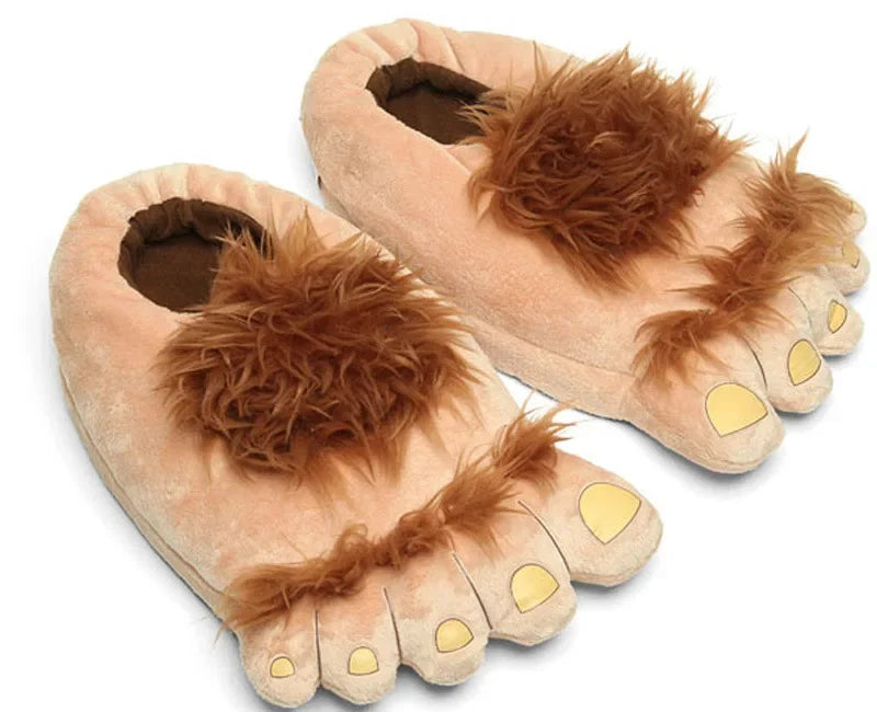 Creative Hobbit Plush Cotton Slippers Men's Large Size Home Use Gift Thick Bottom Warm Shoes Soft Home Slippers for Men