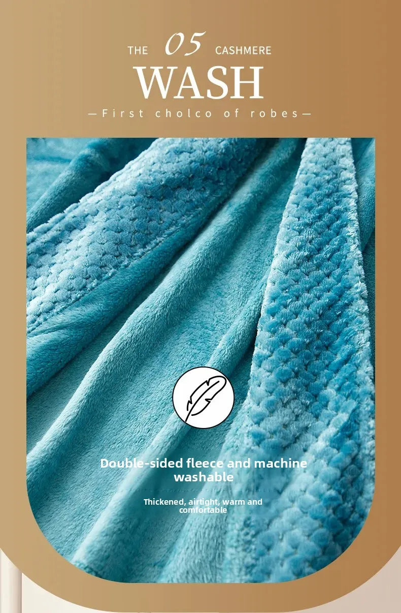 Couple's Oversize Plush Robe Coral Fleece Sleepwear Autumn Winter Home Comfortable Bathrobe for Men And Women