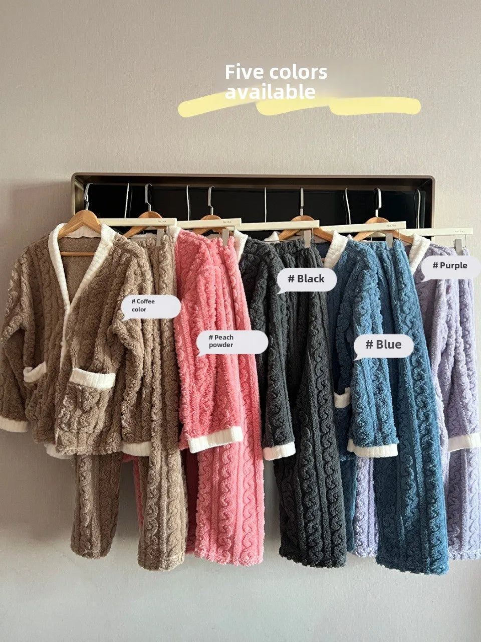 2pcs/Set Autumn and Winter Pajamas Women Thickened Padded Warm Students Coral Girls Clot Velvet Suit Homewear Cardigan Trousers