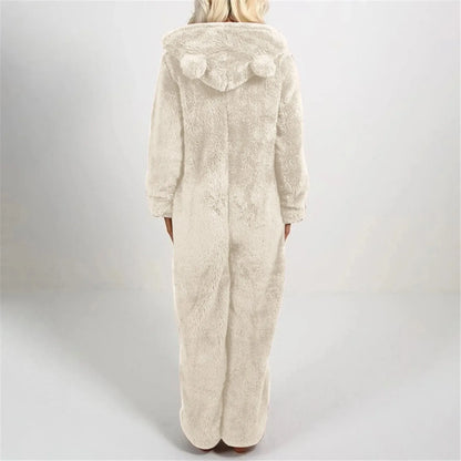 Thickened Furry Onesies for Adults Women Fashion Fleece Sleepwear Hood Sets Pajamas for Winter Women Velvet Warm Pyjamas