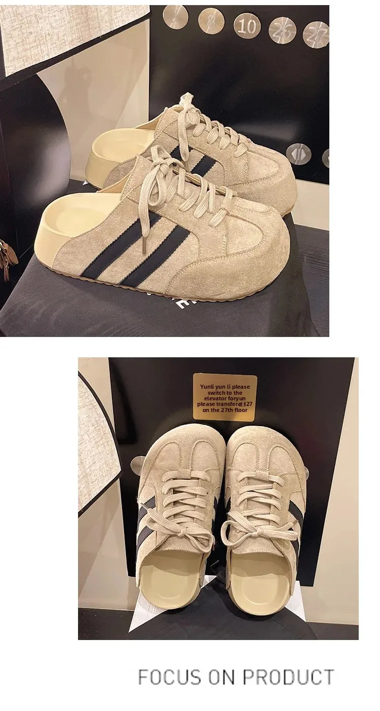 Birkent Women's Summer Outdoor Casual Slip-On Half Slippers Retro Heightening Knot Lazy Trainer Rubber Bottom Shoes