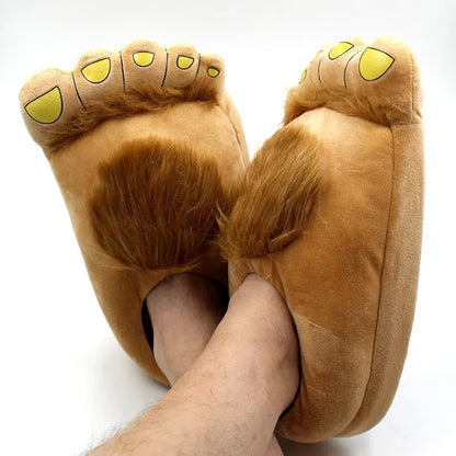 Creative Hobbit Plush Cotton Slippers Men's Large Size Home Use Gift Thick Bottom Warm Shoes Soft Home Slippers for Men