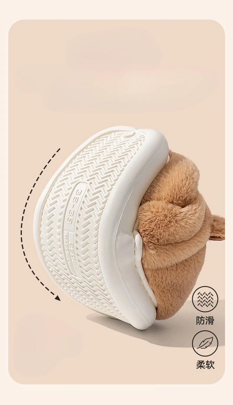 Capybara Cotton Slippers for Women Winter Fashion Platform Indoor Home Shoes Man Warm Plush Non Slip Cotton Floor Shoes Couples