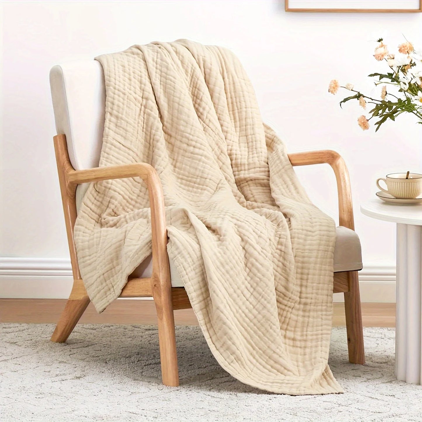Grand plaid gaze coton 6 couches — Douceur toutes saisons & respirabilité naturelle