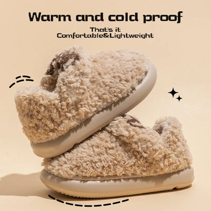 Cotton slippers for women, autumn and winter indoor home, soft bottom for warmth, plush cotton slippers for women, winter