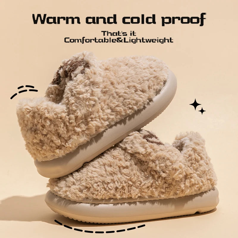 Cotton slippers for women, autumn and winter indoor home, soft bottom for warmth, plush cotton slippers for women, winter