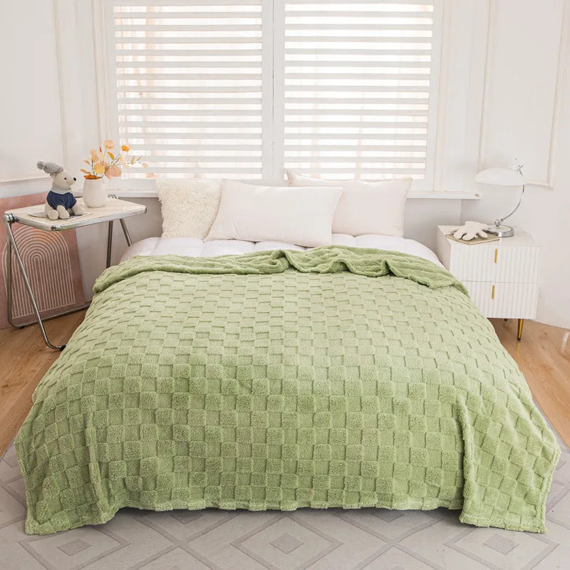 Plaid waffle jacquard 4 saisons — Texture naturelle & chaleur modulable