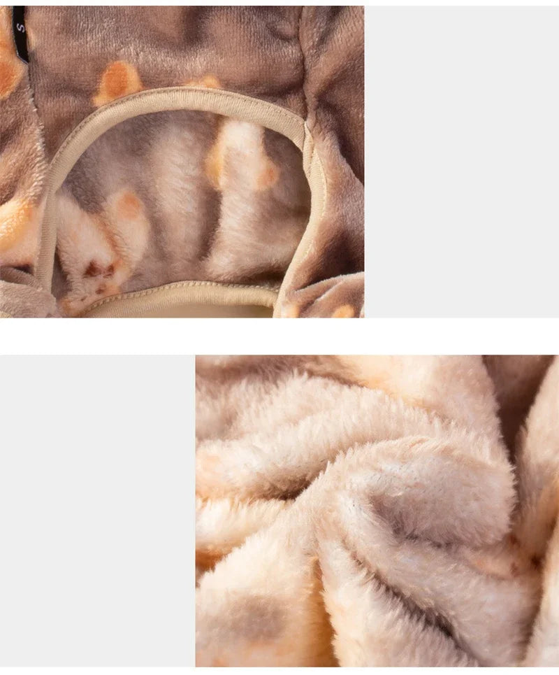 Adorable Bear Print Pet Onesie Sweater Soft Flannel Four-Legged Suit for Dogs And Cats Autumn Winter Pet Clothing