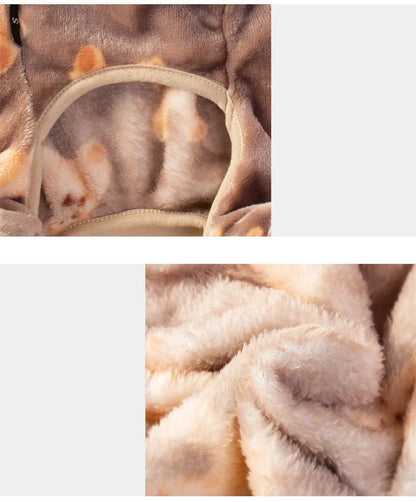 Adorable Bear Print Pet Onesie Sweater Soft Flannel Four-Legged Suit for Dogs And Cats Autumn Winter Pet Clothing