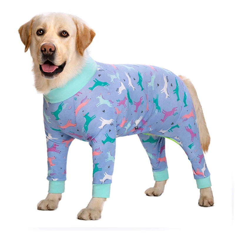 Dog Recovery Suit Christmas Dog Clothes Boy Girl Cartoon Print Fabric Dog Onesie Post Operative Dog Bodysuit Apparels For Dog